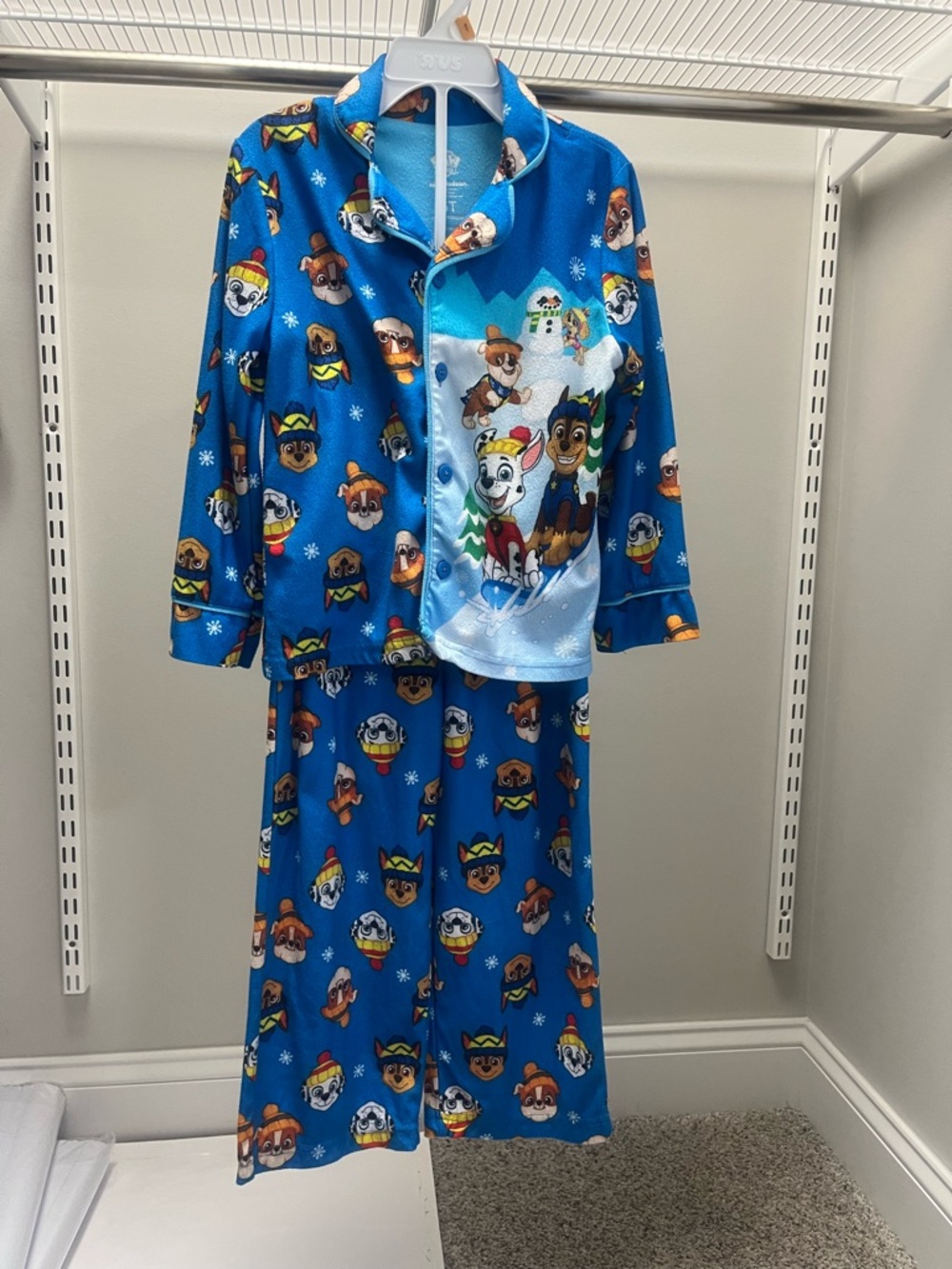 Paw Patrol Bright Blue Fleece Pajama Set with Character Prints